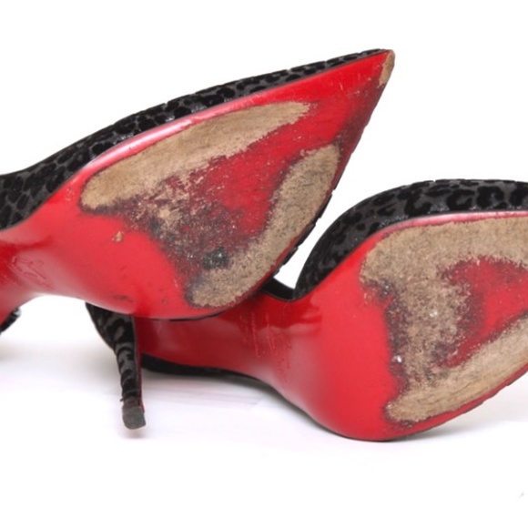 CHRISTIAN LOUBOUTIN Black Pumps D'Orsay IRIZA Leopard Velvet Fabric 37.5 $800 - Picture 16 of 16